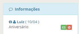 Alerta de aniversariante na tela inicial